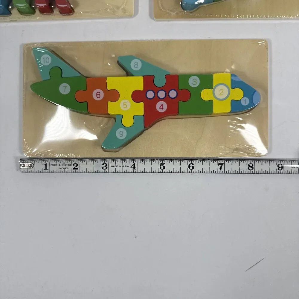 Pack of 8 - Wooden 3D Jigsaw Puzzles With Numbers To Teach Young Ones